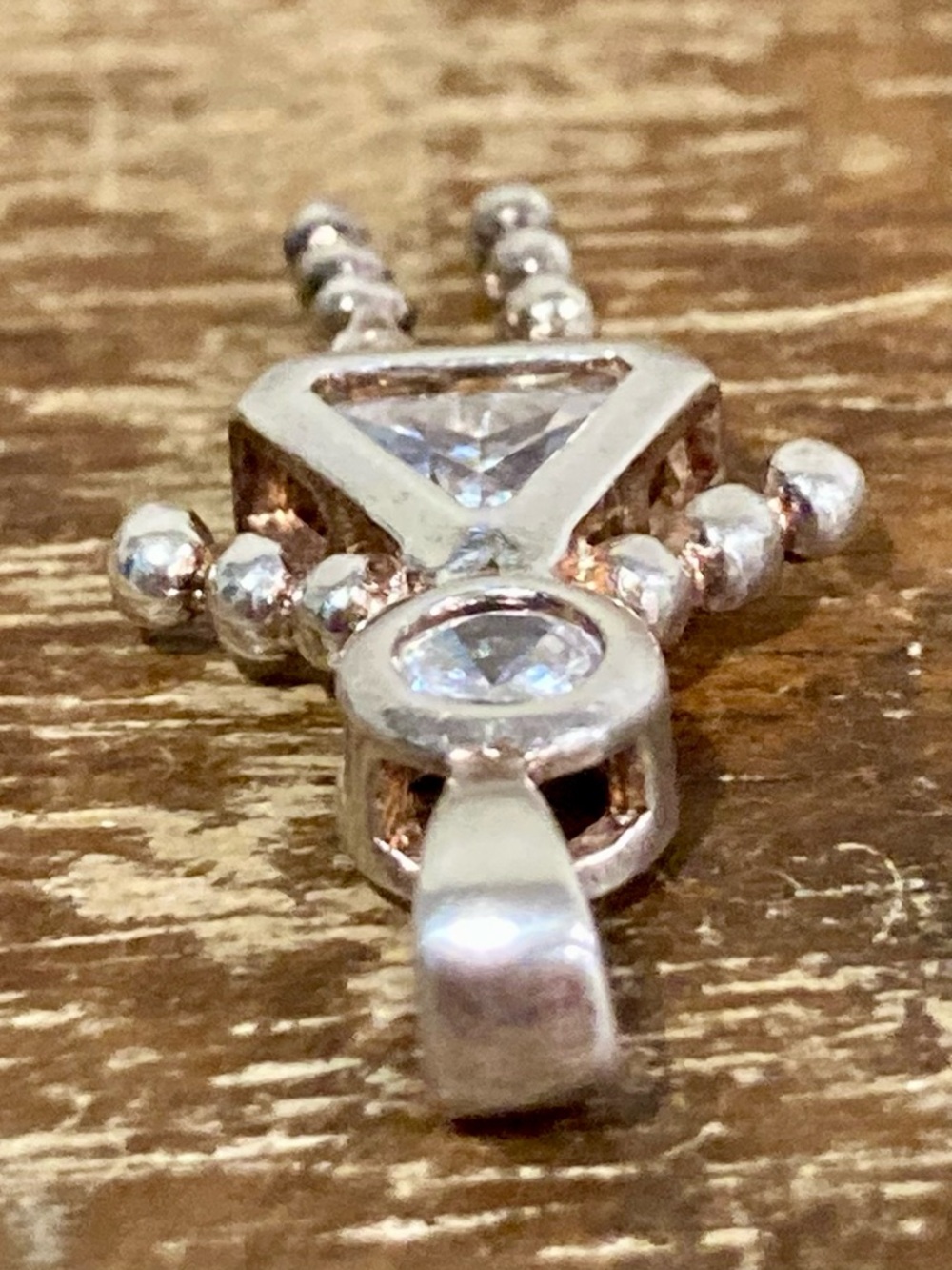 Silver Tone Woman / Mom Pendant with Clear Stones - Picture 3 of 10